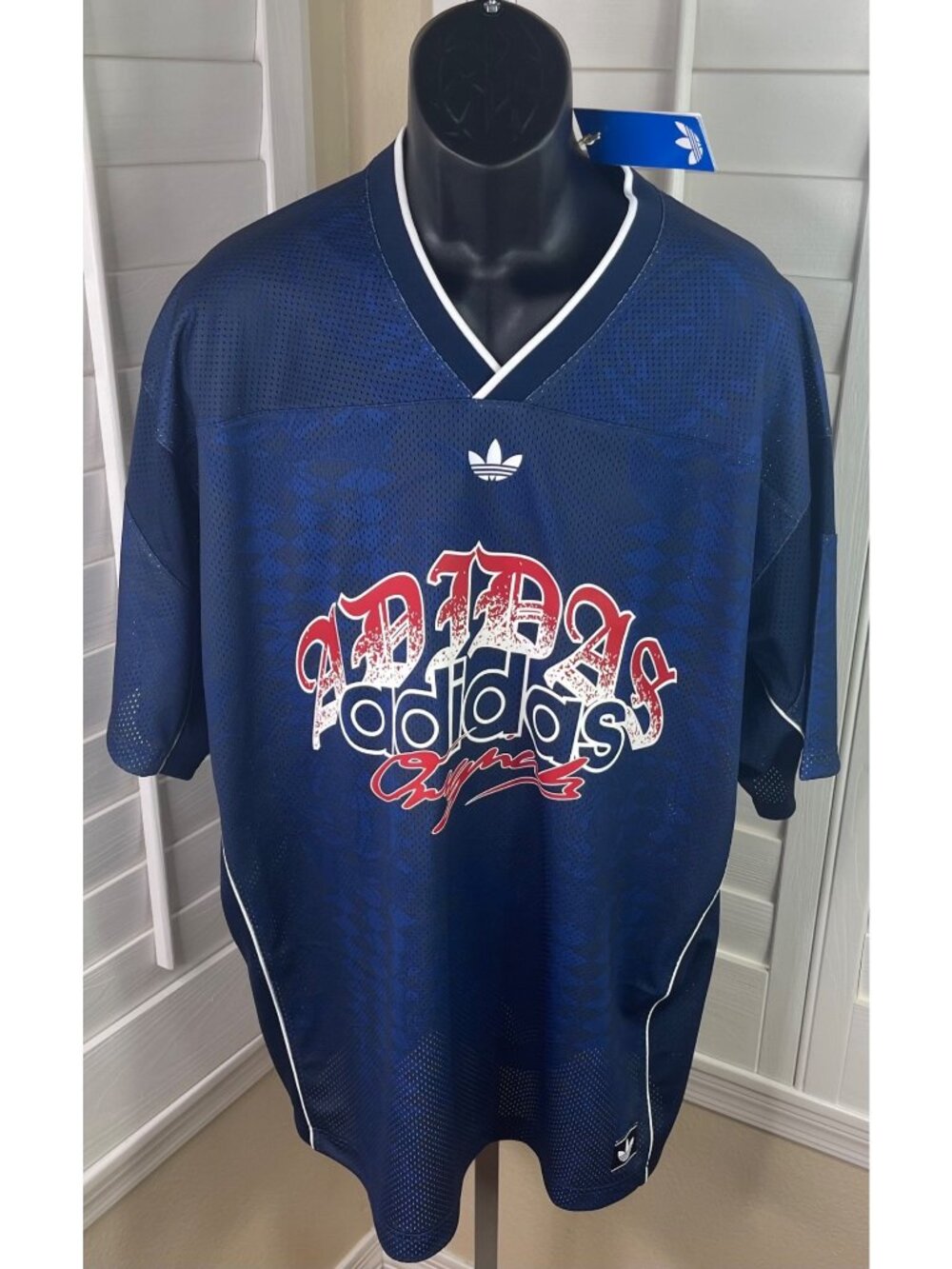 Adidas Originals Roses Graphic Night Indigo Mesh Jersey KE0088, Men XL - NWT $75